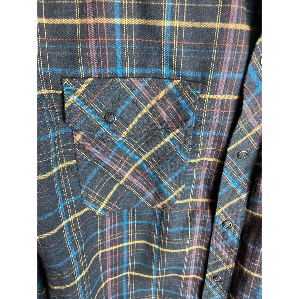 L.L.Bean Mens Medium Wool Blend Plaid Flannel Button Up Shirt - Blue Tan - Picture 2 of 7